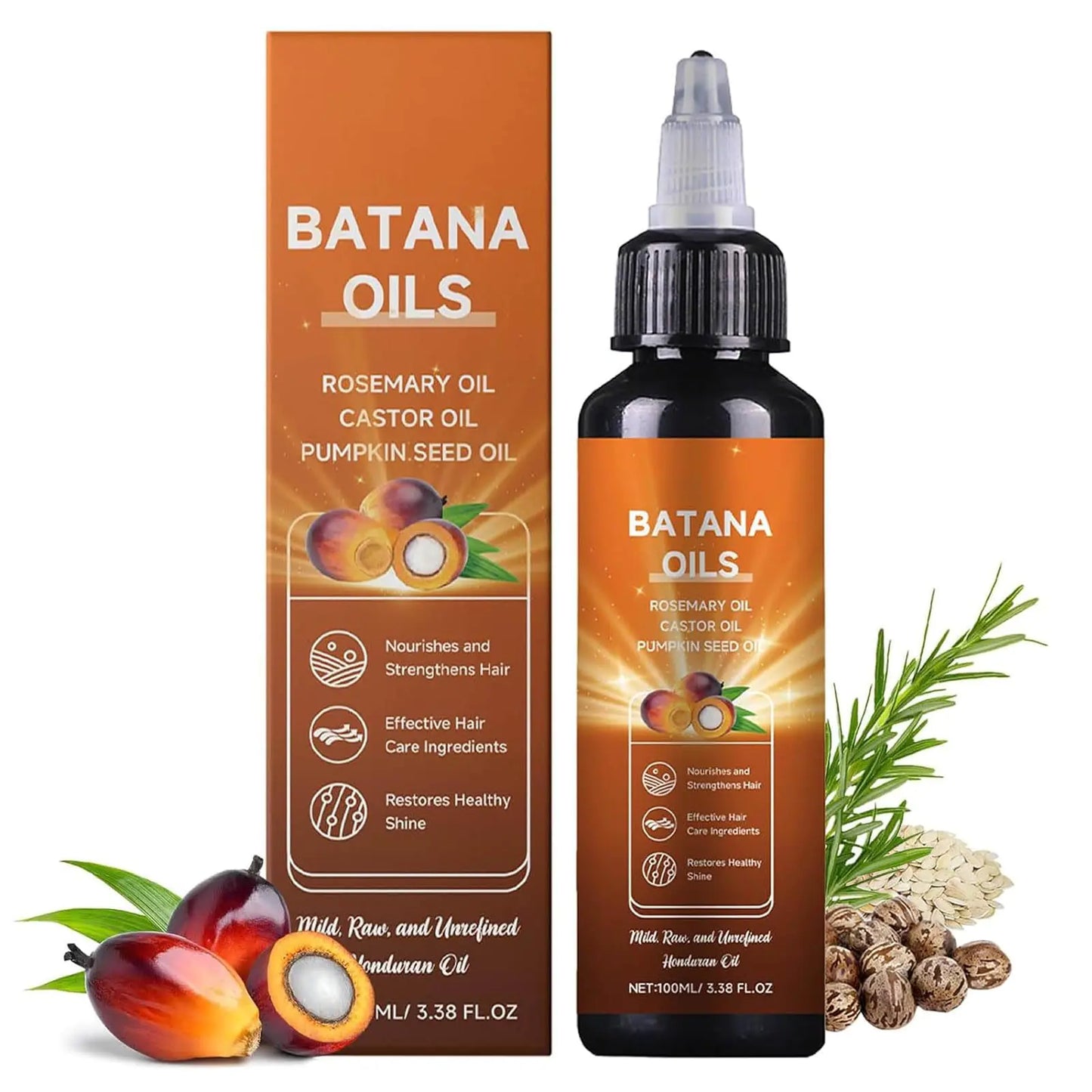 Clara™ Batana Oil Rosemary Oil Castor Oil Pumpkin Seed Oil 4-In-1 Liquid Batana Oil for Hair Growth Liquid Batana Oil 100ml/ 3.38 fl.oz (1)